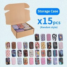 1 件锡材料翻盖设计印花烟盒，带有爱心、比基尼、海滩、动物、骷髅等有趣图案，是绝佳的礼物创意，适合返校用品 - 彩色 - 查看 34