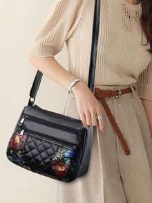Nueva bolsa multifuncional para mujeres de mediana edad, bolso de madre, bolso de suegra, bolso de hombro y bandolera de cuero suave - Negro - Ver 5