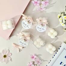 VICKYO 10/20 套装香薰泡泡蜡烛，小方块蜡烛，配有亚克力盒、粉色丝带和花卡，非常适合派对装饰、桌子中心装饰、迎婴派对、婚礼新娘送礼会派对礼物