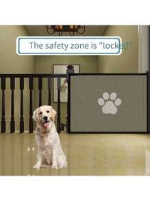 Portable Pet Gate, Durable PE Mesh Fence, Adjustable, Convenient Installation, Indoor/Outdoor Pet Stair Barrier, Multifunctional, Space-Saving Design - Not Suitable For Large Dogs, Make Sure Wall Surface Is Clean Before Adhesive Attachment