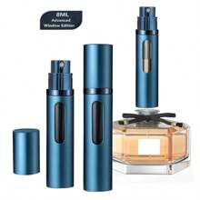 1 件精心设计的香水喷雾瓶,便携式可再填充雾化器,底部填充迷你旅行香水瓶,循环香水醒酒器,泵直接从底部填充,无需取下盖子,100%纯玻璃内瓶,带有可视窗口,可轻松检查剩余香水,5ml / 8ml / 10ml 可选 - 彩色 - 查看 14