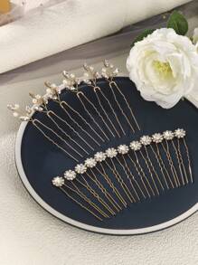 18 件套新娘银色水钻婚礼发夹，适合新娘伴娘女士婚礼发饰