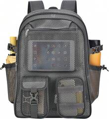 Mesh Backpack 36L Large Heavy Duty Casual Daypack For School And Outdoor Activities With Inner Laptop Compartment, Durable Polyester Material - Màu xám than 34L - Xem 2