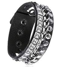 3件套朋克摇滚皮质手链，女士流行80、90年代Emo风格配饰，复古铆钉可调节缠绕式腕带 - 黑色 - 查看 13