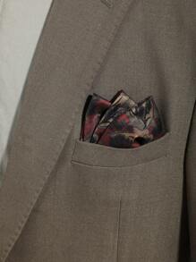 1pc Men's Vintage Floral Leaf Pocket Square, Suitable For Business Meetings, Formal Dinners, Wedding Guests, Groom/Groomsmen, Versatile Casual Wear