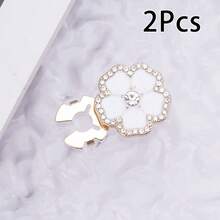 2 件套女士衬衫和连衣裙套装，配有水钻和人造珍珠花卉纽扣、无缝铜纽扣礼物 - 彩色 - 查看 19