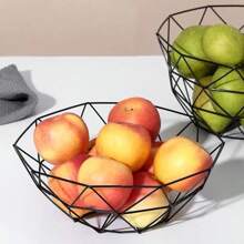 1 pieza Cesta de frutas de hierro con diseño elegante, bandeja para frutas y aperitivos para el hogar, resistente al óxido y a la corrosión, diseño hueco para ventilación y retención de agua, apto para almacenamiento de frutas y aperitivos envasados en el hogar/sala de estar