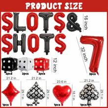 赌场骰子和扑克牌气球装饰，大型骰子赌场主题气球，适用于生日派对、德州扑克派对装饰、拉斯维加斯主题游戏之夜派对用品 - 彩色 - 查看 6