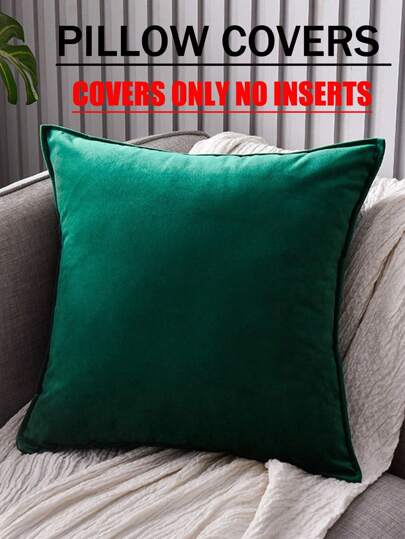 1/4pcs Thick Solid Color Velvet Printed Sofa Throw Pillow Covers (Without Filler)
