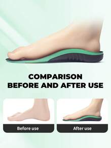 1 Pair Unisex Arch Support Full Length Shock Absorbing Breathable Anti-Skid Insoles, Trimable For Sports Shoes