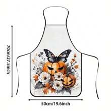 1pc Halloween Witch Cauldron Print Apron, Durable Polyester Material, Suitable For Cooking, Barbecue, Gardening, Painting, Manicure, Unisex, Indoor And Outdoor Use
