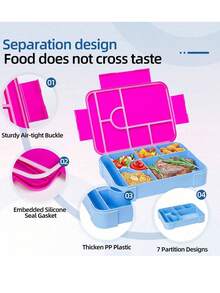 1 Stück tragbare versiegelte Bento Box, Obstbox, Salatbox - Verschiedenfarbig - Übersicht 7