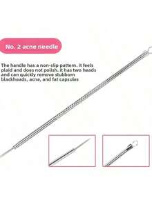 Face Cleansing Tool, Four-Piece Acne Needle Facial Cleanser, Quickly Cleans Stubborn Blackheads, Acne, Fat Particles, Simple And Practical - 銀色 - 查看 8