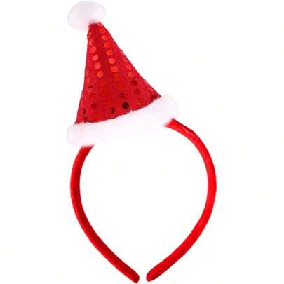 Christmas Santa Hat Headbands For Women Classic Red Santa Hat Headband