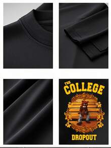 Men's Graphic TShirt Bear In Ornate Frame,Vintage Style Casual Tee,Unique Artwork,Comfortable Cotton Blend,Stylish And  Summer Apparel.