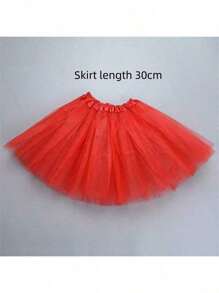 1 Piece 30cm Tutu, Mesh Princess Fluffy Skirt, Cosplay Skirt, Ballet Tutu Skirt, Birthday Party Cosplay Dress, Gauze Skirt, Halloween, Young Girl Solid Color Tutu Skirt, Mesh Fabric, Suitable For Casual And Stage Performance