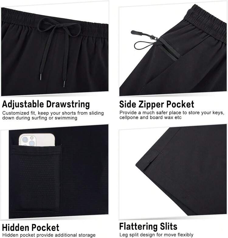 Mens Swim Trunks With Compression Liner 2 In 1 Board Shorts Inch Quick Dry Swimming Shorts With Zipper PocketsA Valentine's Day OW6D - 寶藍色 - 查看 2