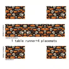1pc/4pcs Halloween Linen Table Runner Placemats, Easy Clean Breakfast Mats For Kitchen, Home, Restaurant Decor With Pumpkin, Witch, Ghost Patterns Suitable For Kitchen, Dining Room, Living Room, Bathroom - Multicolor - View 25