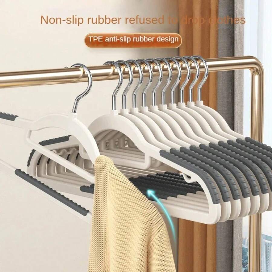 10Pcs Black/Orange/Grey Multifunctional Wet And Dry Household Hanger