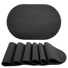 Set de 6 Manteles Individuales Antideslizantes y Reutilizables – Impermeables, Decorativos y Fáciles de Limpiar para Embellecer tu Mesa con Estilo - Negro / Net - Ver 9