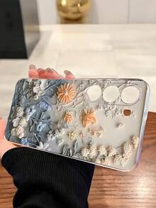 1pc Beautiful Floral Oil Painting Pattern Soft Phone Case Compatible With IPhone 17 Series, Compatible With Samsung, Compatible With Honor, Compatible With Samsung, Compatible With Redmi, Compatible With Galaxy A04e/12/A13/A14/A34/A50/A52/A53/A54/S21/S22/S23/S24/S25/S25Ultra, 6A/7A/8A, 12T/13T,International Version, Not The Domestic Version - Clear - View 3
