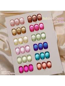 XEIJAYI XEJAYI 1pc 15ml Rainbow Candy Cat Eye Gel Nail Polish,UV LED Soaking Nail Gel, Semi-Permanent, DIY Salon Quality Nail Art Gel For Spring And Summer - 紅色 - 查看 5