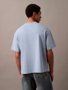 Calvin Klein Men's Relaxed Fit Logo T-Shirt | Breathable Cotton Short Sleeve Tee (40HM228_451) | Limited Stock - 霧霾藍 - 查看 3