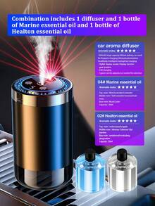 Difusor de auto inteligente -5 modos de trabajo, máquina de aromaterapia montada automáticamente en el auto con lámpara de proyección de luz de las estrellas, humidificador de aire de auto mini, difusor de aceites esenciales aromáticos, ajuste de concentración, inicio y parada automática, batería incorporada, anillo LED de color, recargable por USB, apto para autos, oficinas, baños, dormitorios, habitaciones de mascotas, 5 tipos de aceites esenciales - Multicolor - Ver 14