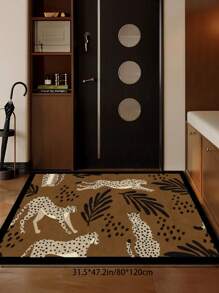 1 Piece Of Brown Living Room Decoration With Leopard Pattern, Imitation Cashmere Carpet, Soft Carpet For Bedroom, Home Decoration, Soft And Fluffy Rug For Bed Room, Delicate To The Touch, Non-Slip Washable And Foldable Area Rug. It Can Be Used In Living Room, Bedroom, Doormat, Home Decoration, Suitable For Different Seasons Of Spring, Summer, Autumn And Winter.
