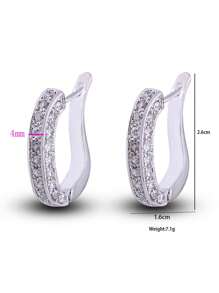 2 件时尚奢华方晶锆石夹式耳环，女士珠宝礼物