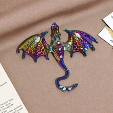 1PC Colorful Enamel Dragon Brooch With Rhinestones, Mythical Creature - Shaped Pin For Women's And Men's Dress/Coat/Sweater Corsage Accessory - Multicolor - View 3