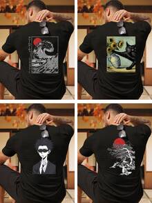 Personliga herr-T-shirts: Ladda upp dina egna foton (pojkvän-/flickvänsfoton, husdjursfoton, gruppfoton) för att designa dina personliga tryckta T-shirts. Lämplig för par, upptåg, överraskningspresenter, teambuilding-kläder för företag, festdräkter, pojkvänner, familj, vänner, födelsedagspresenter, julklappar, alla hjärtans dag, födelsedagar, årsdagar och anpassade presenter. - Svart - Visa 2