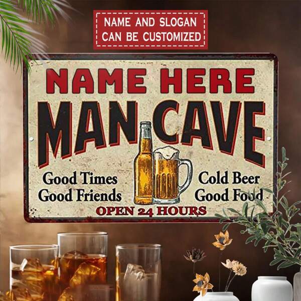 1pc Personalized Vintage Metal Sign, Suitable For Man Cave, Customized Bar And Garage Wall Art, Retro Pub BBQ Home Beer Shed Decor, 8x12 Inch (20x30cm) Country Wall Sculpture Gift