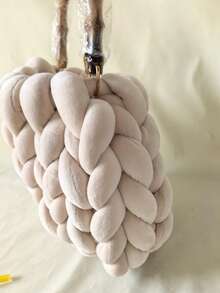 新款跨境超厚冰岛羊毛手工编织包时尚流行热销设计包 - 米色 - 查看 2