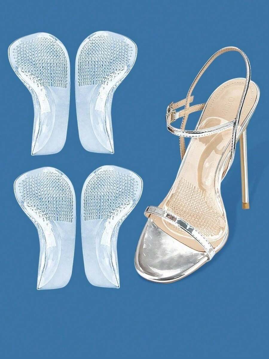 1/2 Paar transparente High Heels mit rutschfesten, bequemen Geleinlagen