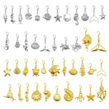 Metal Alloy Marine Life Charm With Lobster Claw Clasps Mixed Lot Fishes Sea Stars Shells Pendant Jewelry Making Crafts Bag Shoes Hanging Decor