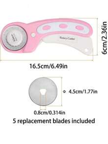 Dao cắt xoay 45mm, 5 lưỡi thay thế, tay cầm tiện dụng có khóa, thích hợp cho vải, da, đồ thủ công, may vá, ch quilting, dao cắt vải xoay hiện đại dùng trong gia đình - Phù hợp cho cả người thuận tay trái và tay phải (Màu hồng) - Nhiều màu - Xem 3