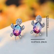 1Pcs Pair Of Cute Turtle Stud Earrings, With Synthetic , No Electroplating And Anti-Allergic, A Variety Of Color Choices, Women's Exquisite Jewelry Gifts, Birthdays, Anniversaries And Festivals, Turtle Earrings, Holiday Accessories, Playful Single Item, Shining Effect, Faceted - 多色的 - 查看 5