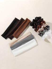 12件套缎面运动发饰套装，包含多色发圈和发带 - 适合女孩和女士，为造型增添优雅气息，适合工作、运动、周末外出，是打造时尚造型的必备单品，包含发夹、礼品和发带。 - 彩色 - 查看 5