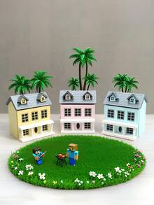 1 Stück Puppenhaus Miniatur Villa, ein kleines Haus zum Spielen, eine süße und winzige Villa mit rosa und blauen Wänden und grauem Dach. Mini Haus Aufbewahrung und Dekoration, ein tolles Geschenk für Miniatur-Enthusiasten. Modell Miniatur Szenen, Spielzeug Haus