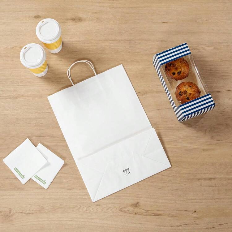 24 יחידות שקיות נייר קראפט לבנות בגודל בינוני 16x22x8 ס"מ, 27x21x11 ס"מ, 33x25x12 ס"מ, שקיות מתנה רב פעמיות, שקיות, שקיות לטובת מסיבה, שקיות חתונה, שקיות מתנה לחברים - לבן - ראה 11