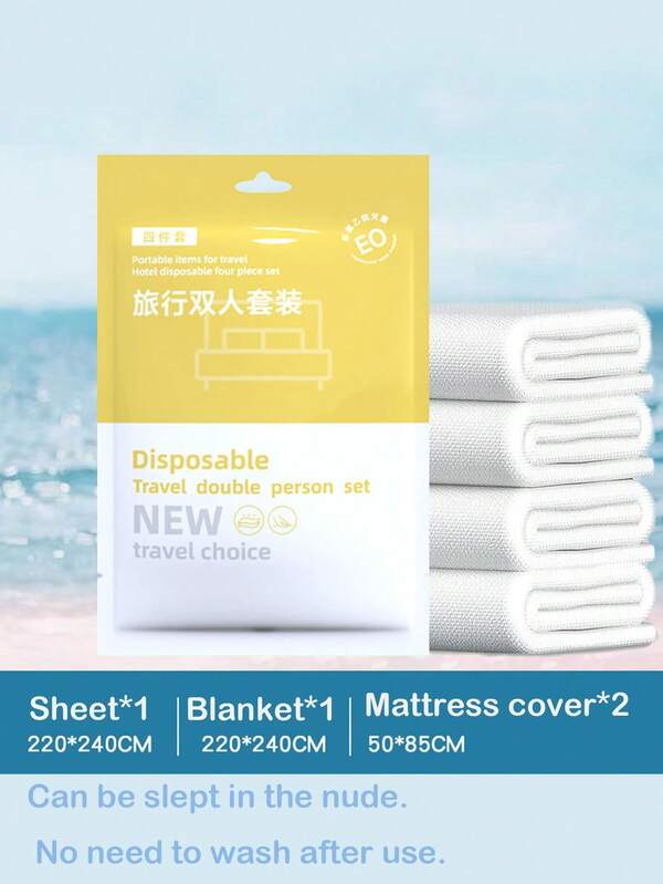 3PCS Bed Set Disposable Portable Travel Bedding Hotel Disposable Bedding Business Travel Bedding Travel Hotel And Hospital Trains Camping Essential Bedding Disposable Bedding Set Travel Queen Bed Disposable Sheets Travel Is Ready To Use Clean And Hygienic