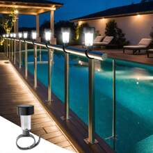 1 pièce/6 pièces Lumières solaires extérieures pour piscine, Lumières de clôture à LED, Lumières étanches, Interrupteur automatique crépuscule/aube, Pour clôture de piscine, jardin, porche, décoration d'allée