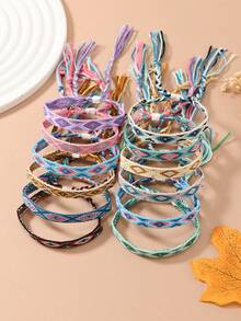 12pcs/Set Bohemian Friendship Bracelets, Machine Knitted & Handwoven, Vintage Nepali Handmade Bracelets Suitable For Beach & Resort - Multicolor 2 - View 4