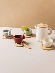 Children's Tea Sets And Kitchen Accessories, Suitable For Children Aged 3, 4, 5 And Above, Plastic Pretend Role-Playing Kitchen Toys, Tea Cups, Game Plates, Tableware Sets, Children's Gifts, Baby Coffee Machine Toys, Wooden Products, Coffee Machine Kitchen Set Models, Children's Game Simulation, Coffee Cake Pretend Toys - Bộ ấm trà - Xem 8