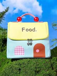 可爱的房子形状三明治包，便携式野餐保温包，容量大，内衬铝箔，美观且易于擦拭。学校包，学校配件，学校用品，女士午餐包，冷藏包，学校午餐盒