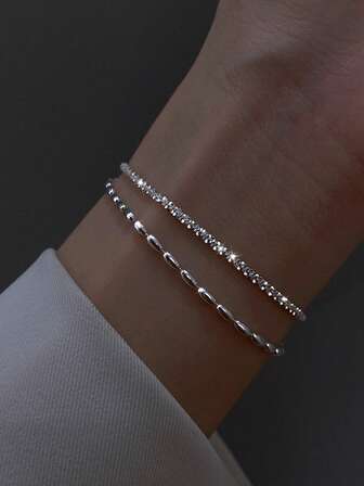 1 pieza Pulsera de cuentas redondas talladas de plata esterlina 925, diseño elegante y hermoso, simple y de moda, pulsera para mujer, opción ideal para una cita nocturna, regalo de graduación o uso diario