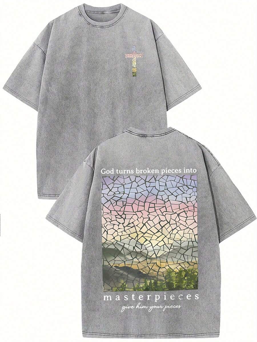 Women's T-Shirt 'Go Get Em' Tiger Shirt: Colorful Retro Striped Tiger Tee, Cool For Summer. Women's Casual Round Neck P - 灰色 - 查看 1