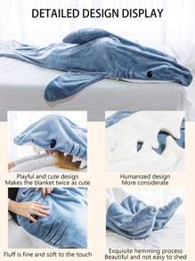 1pc Shark Blanket Hoodie Super Soft Cozy Warm Flannel Wearable Hoodie, One Size Larger Is More Comfortable, New Pattern Cartoon Animals Cute Funny Sleeping Bag Gift Home And Outdoor Travel Camping