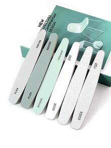 专业指甲锉和抛光块套装，适用于亚克力凝胶指甲和天然指甲，双面砂纸指甲锉和抛光块，可水洗，100/150/180/220/240/280/1000/4000目 - 白色 - 查看 4